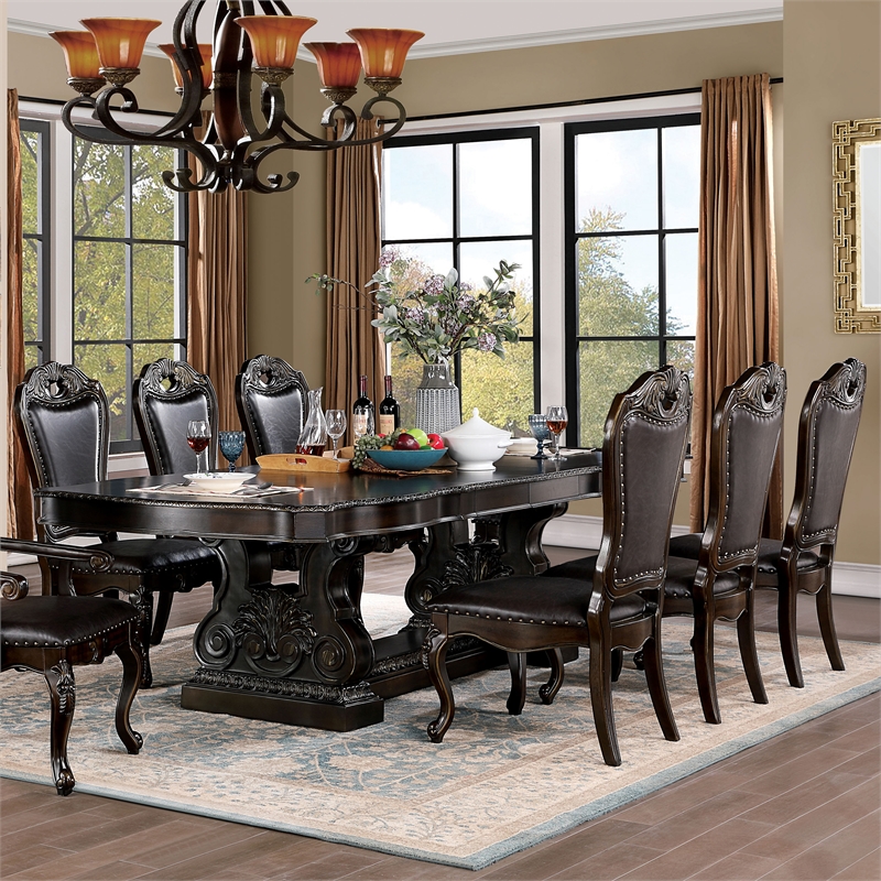 Furniture of America Lido Traditional Wood 7 Piece Dining Table Set in Furniture of America Lido Traditional Wood 7 Piece Dining Table Set in