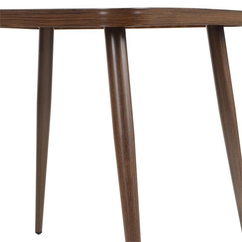 Furniture of America Hjem Aluminum Patio Dining Table with Umbrella in Walnut