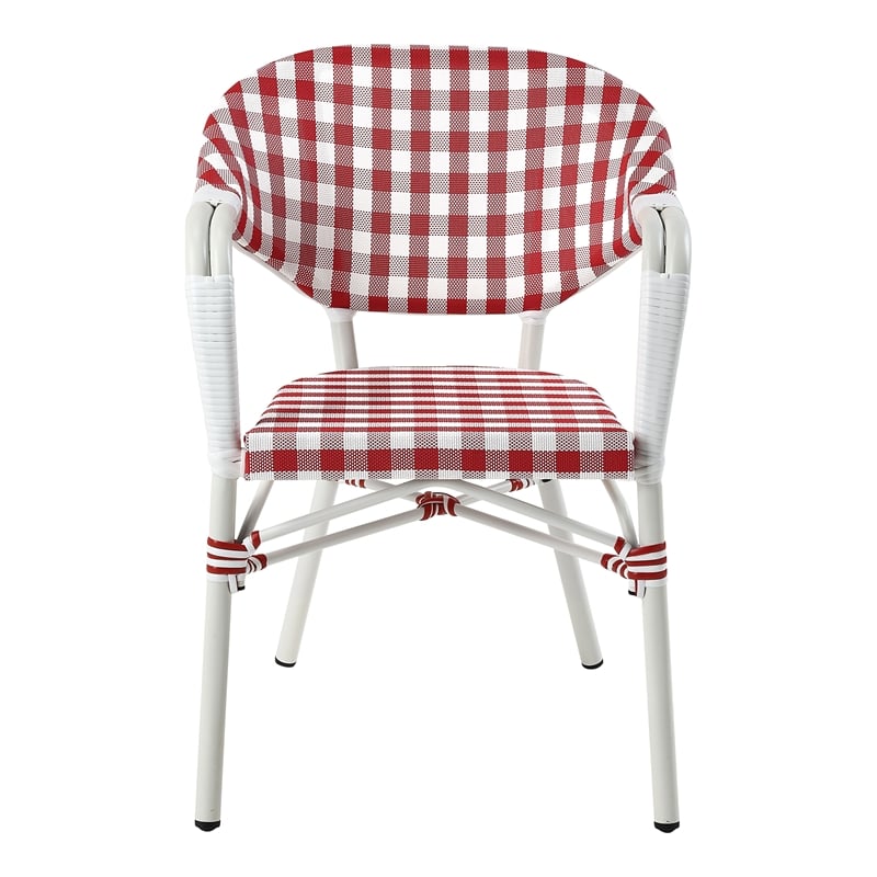 Furniture of America Tidez French Aluminum Patio Arm Chair in Red