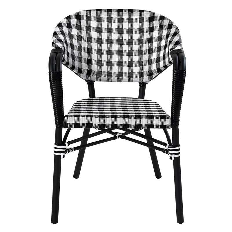 Furniture of America Tidez French Aluminum Patio Arm Chair in Black