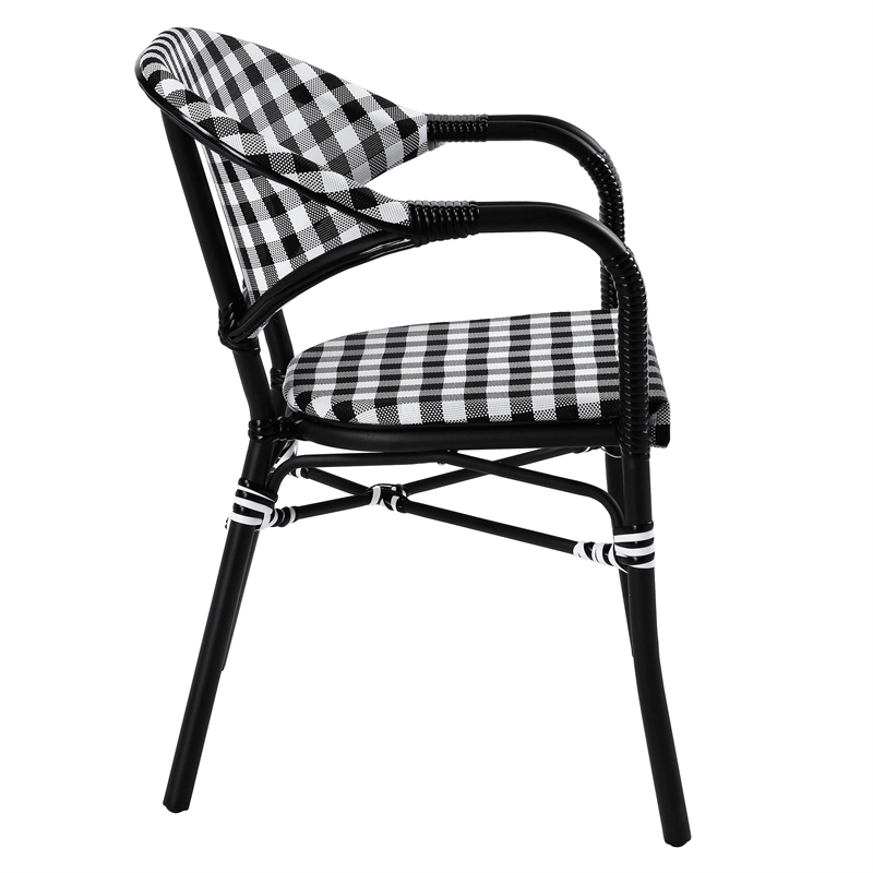 Furniture of America Tidez French Aluminum Patio Arm Chair in Black