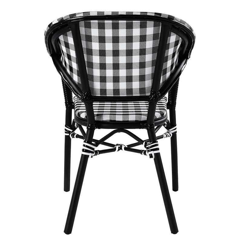 Furniture of America Tidez French Aluminum Patio Arm Chair in Black
