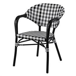 furniture of america tidez french aluminum patio arm chair in black