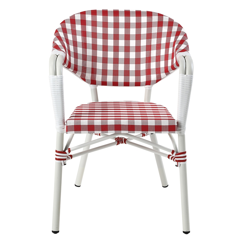 Furniture of America Tidez French Aluminum Patio Arm Chair in Red (Set of 2)