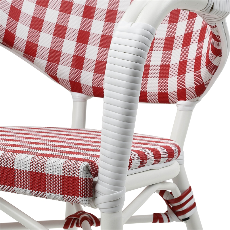 Furniture of America Tidez French Aluminum Patio Arm Chair in Red (Set of 2)