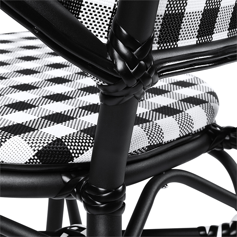 Furniture of America Tidez French Aluminum Patio Arm Chair in Black (Set of 2)