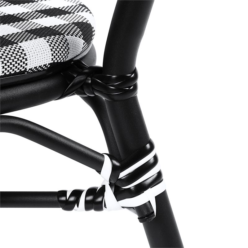 Furniture of America Tidez French Aluminum Patio Arm Chair in Black (Set of 2)