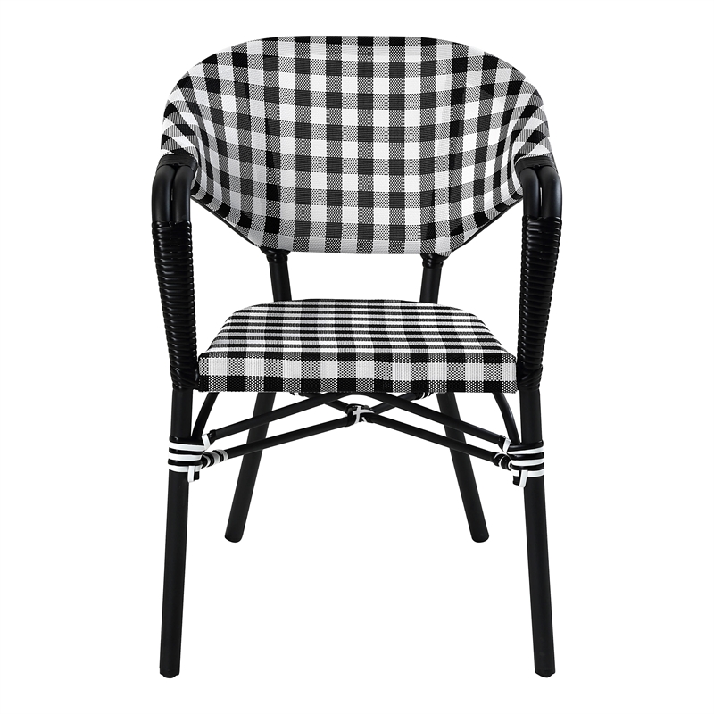 Furniture of America Tidez French Aluminum Patio Arm Chair in Black (Set of 2)