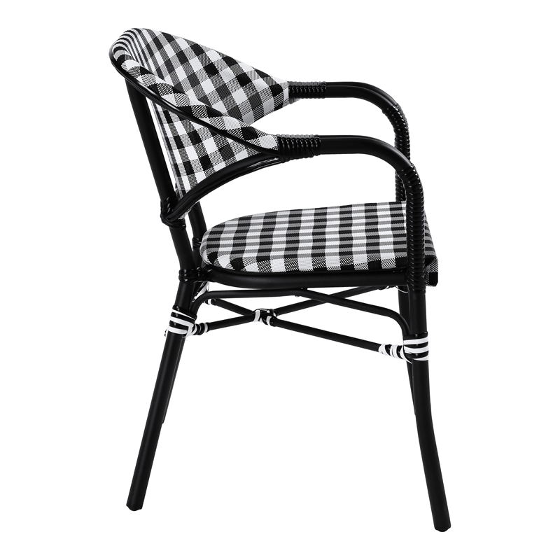 Furniture of America Tidez French Aluminum Patio Arm Chair in Black (Set of 2)