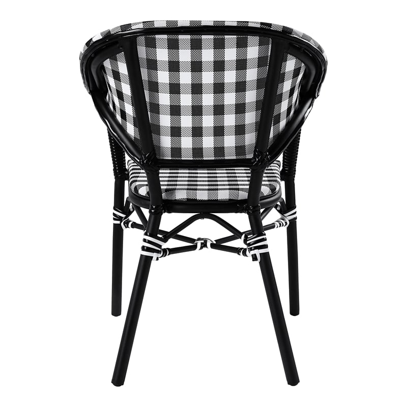 Furniture of America Tidez French Aluminum Patio Arm Chair in Black (Set of 2)
