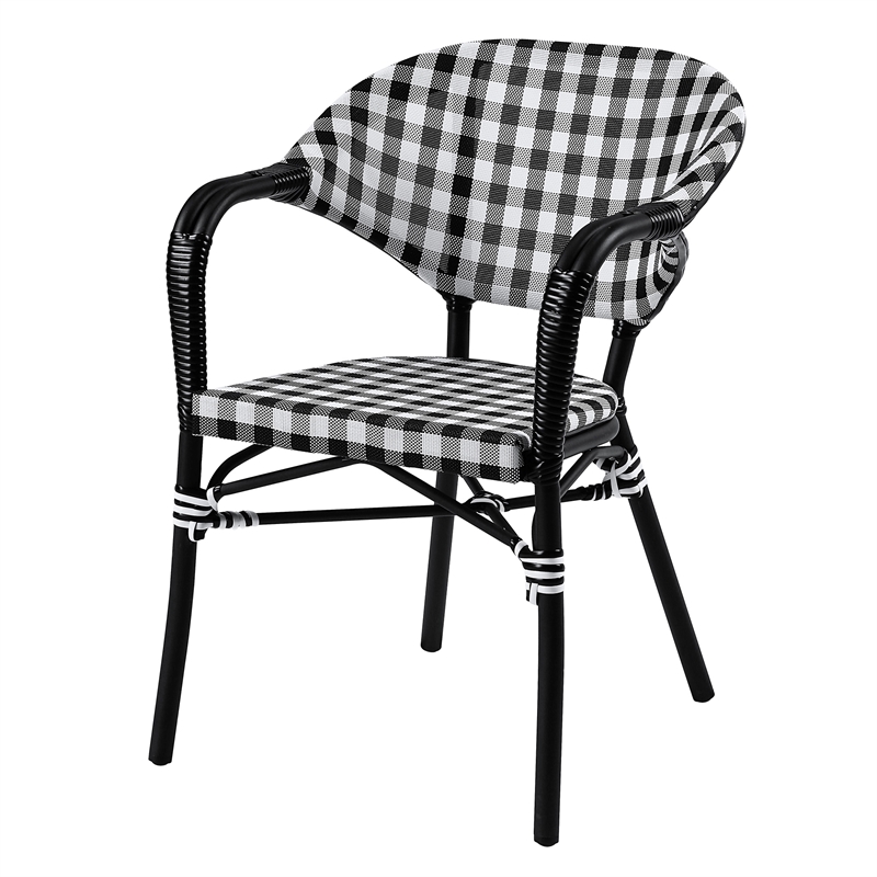 Furniture of America Tidez French Aluminum Patio Arm Chair in Black (Set of 2)