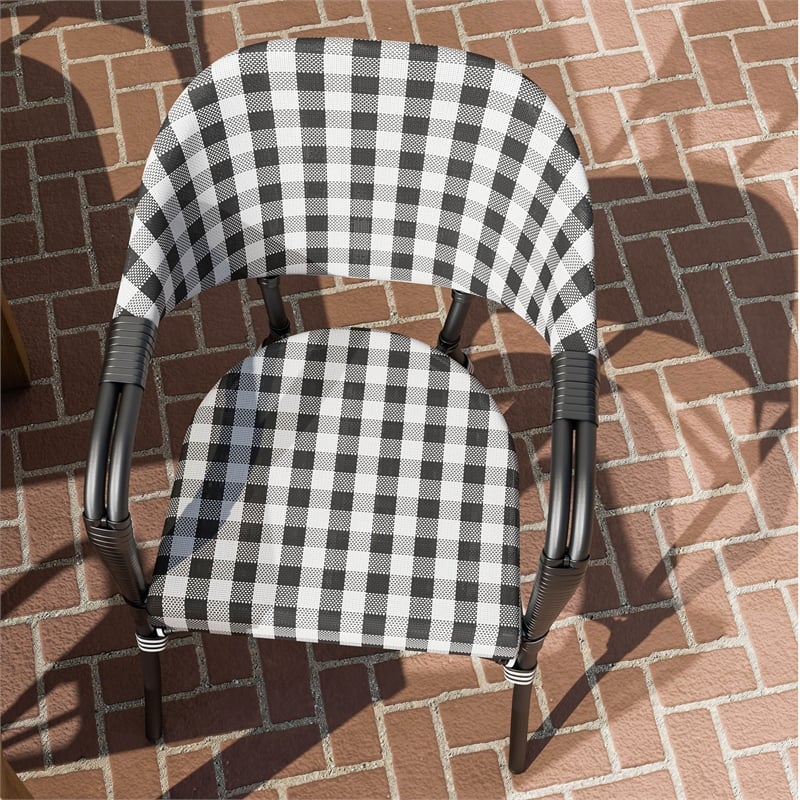 Furniture of America Tidez French Aluminum Patio Arm Chair in Black (Set of 4)