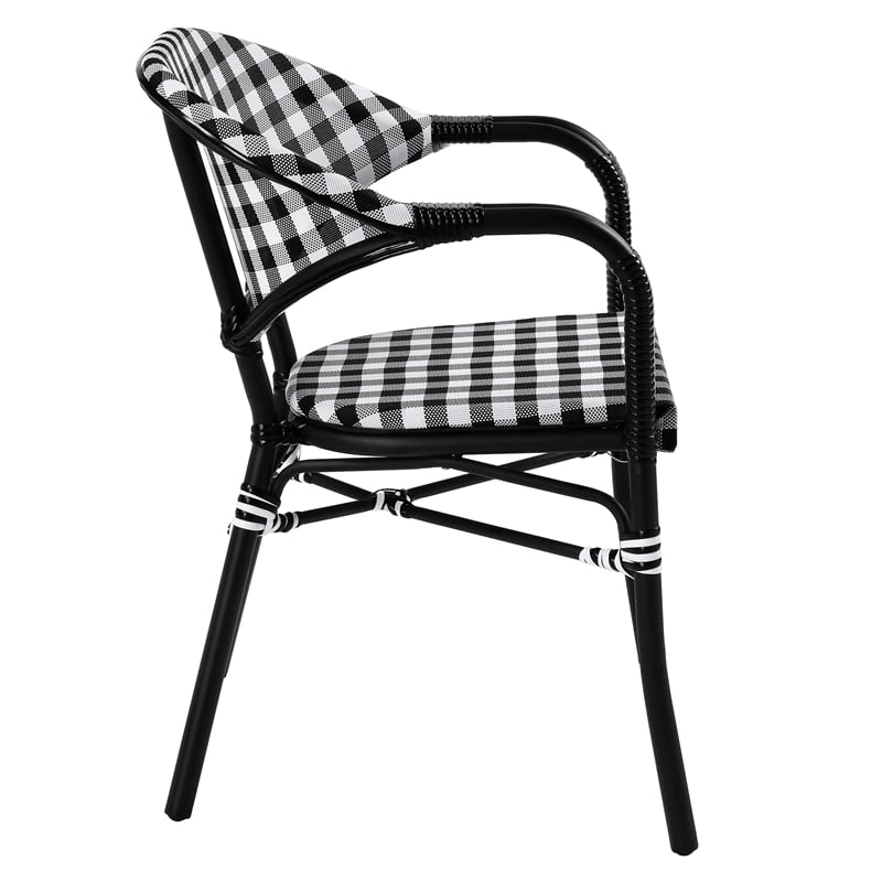 Furniture of America Tidez French Aluminum Patio Arm Chair in Black (Set of 4)