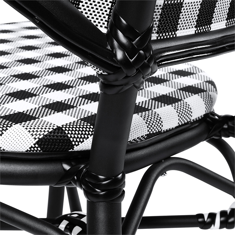 Furniture of America Tidez French Aluminum Patio Arm Chair in Black (Set of 4)