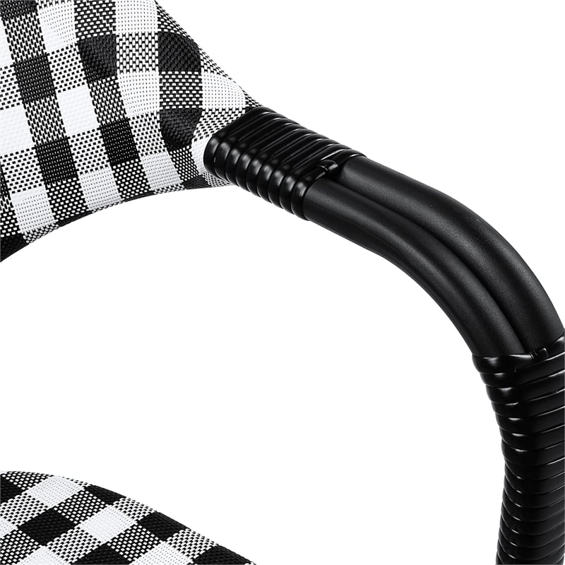 Furniture of America Tidez French Aluminum Patio Arm Chair in Black (Set of 4)