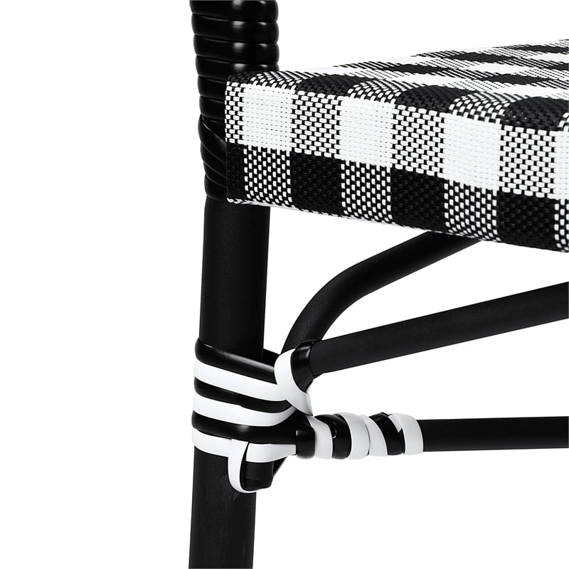 Furniture of America Tidez French Aluminum Patio Arm Chair in Black (Set of 4)
