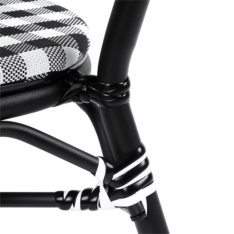 Furniture of America Tidez French Aluminum Patio Arm Chair in Black (Set of 4)