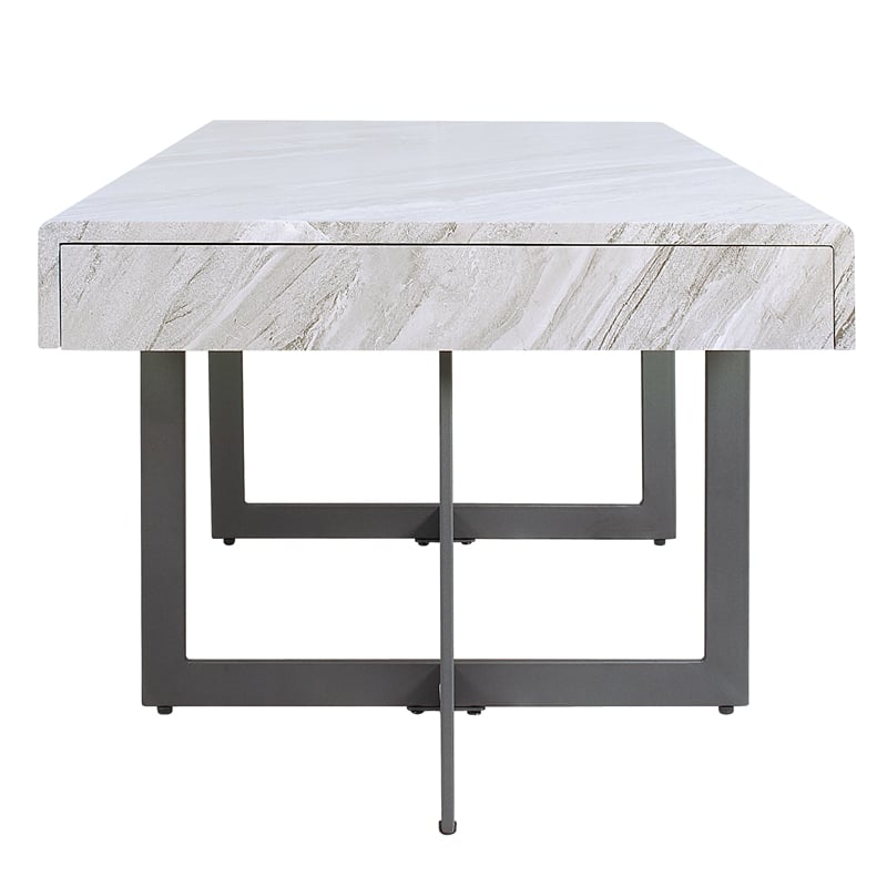 Furniture of America Vasket Contemporary Metal 2-Drawer Coffee Table in Gray