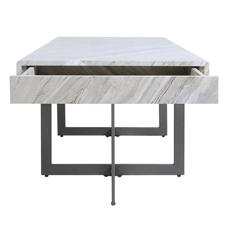 Furniture of America Vasket Contemporary Metal 2-Drawer Coffee Table in Gray