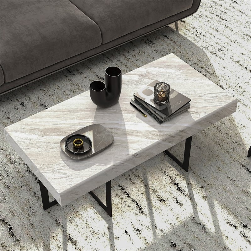 Furniture of America Vasket Contemporary Metal 2-Drawer Coffee Table in Gray