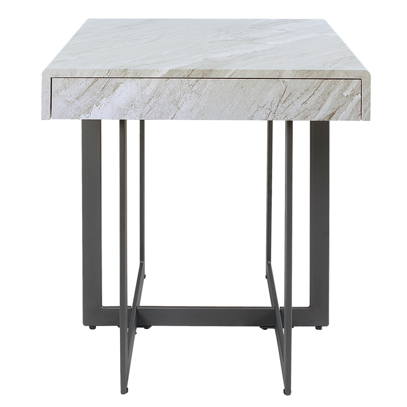 Furniture of America Vasket Contemporary Metal 1-Drawer End Table in Gray