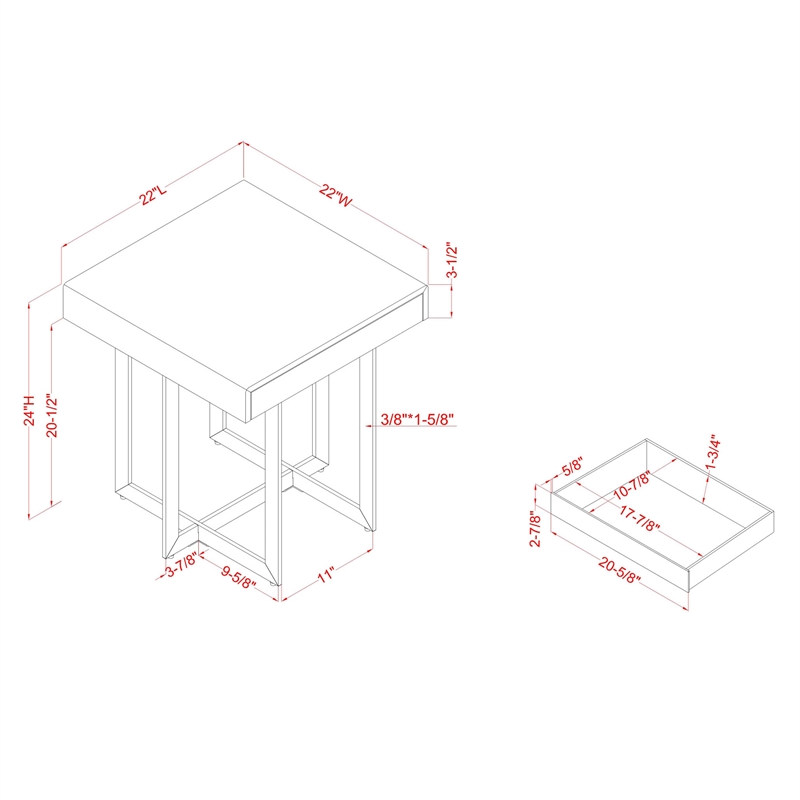 Furniture of America Vasket Contemporary Metal 1-Drawer End Table in Gray