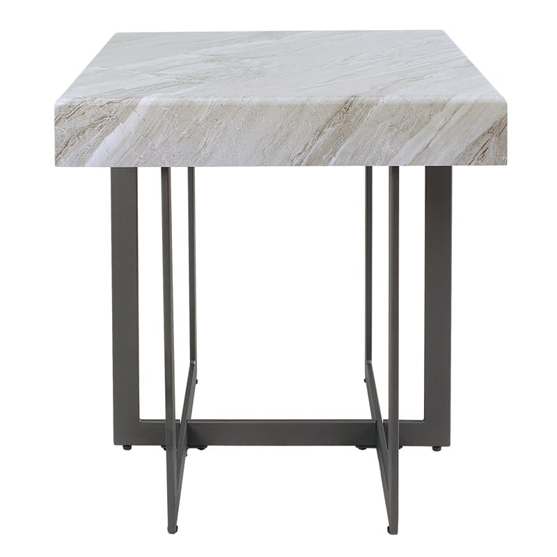 Furniture of America Vasket Contemporary Metal 1-Drawer End Table in Gray