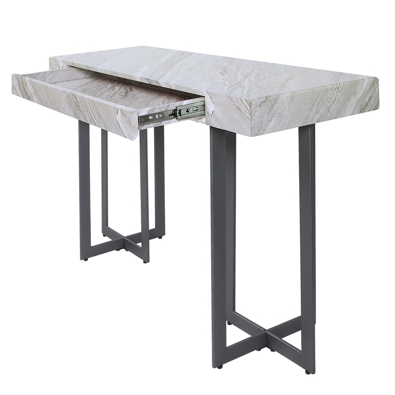 Furniture of America Vasket Contemporary Metal 1-Drawer Sofa Table in Gray