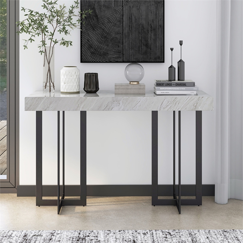 Furniture of America Vasket Contemporary Metal 1-Drawer Sofa Table in Gray