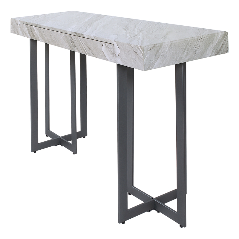 Furniture of America Vasket Contemporary Metal 1-Drawer Sofa Table in Gray