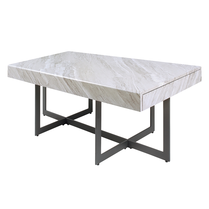 Furniture of America Vasket Contemporary Metal 2-Piece Coffee Table Set in Gray