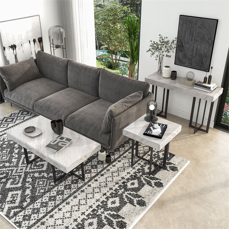 Furniture of America Vasket Contemporary Metal 3-Piece Coffee Table Set in Gray