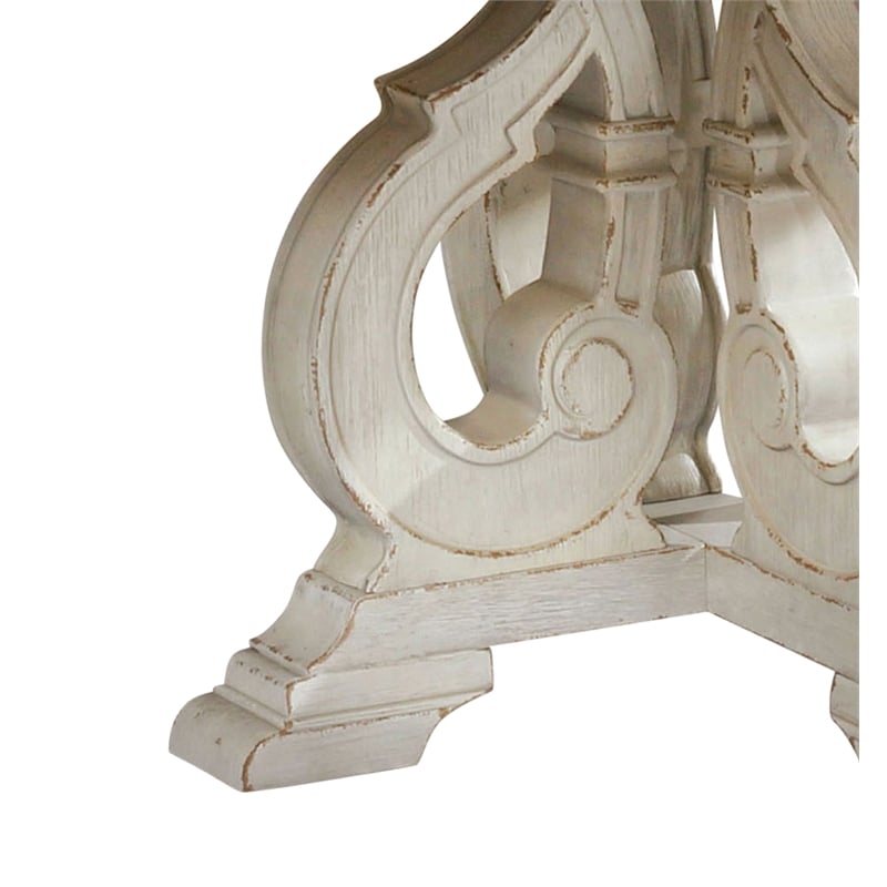 Furniture of America Clyde Rustic Wood Round Dining Table in Antique White