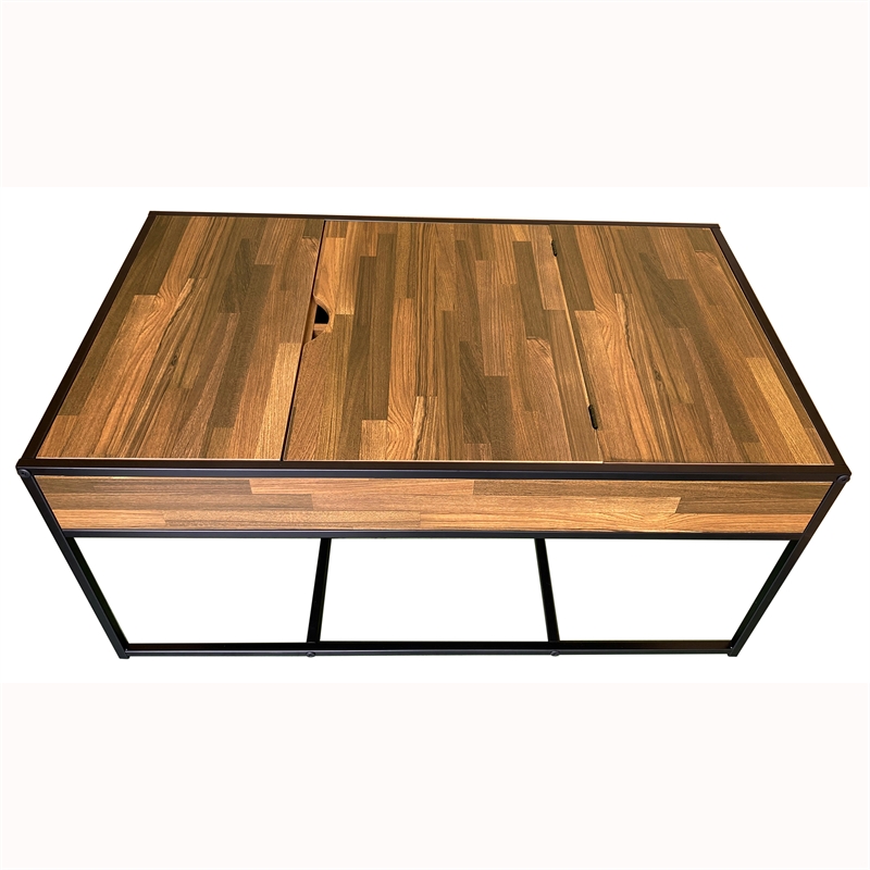 Furniture of America Froy Metal 3-Piece Nesting Table in Black and Walnut