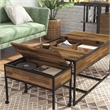 Furniture of America Froy Metal 3-Piece Nesting Table in Black and Walnut