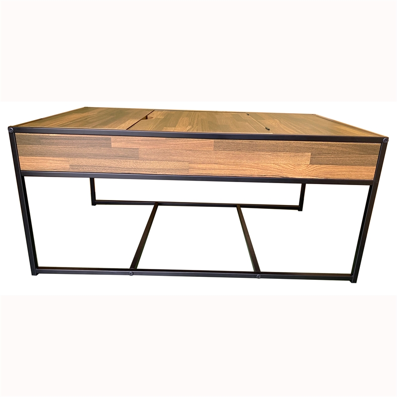 Furniture of America Froy Metal 3-Piece Nesting Table in Black and Walnut