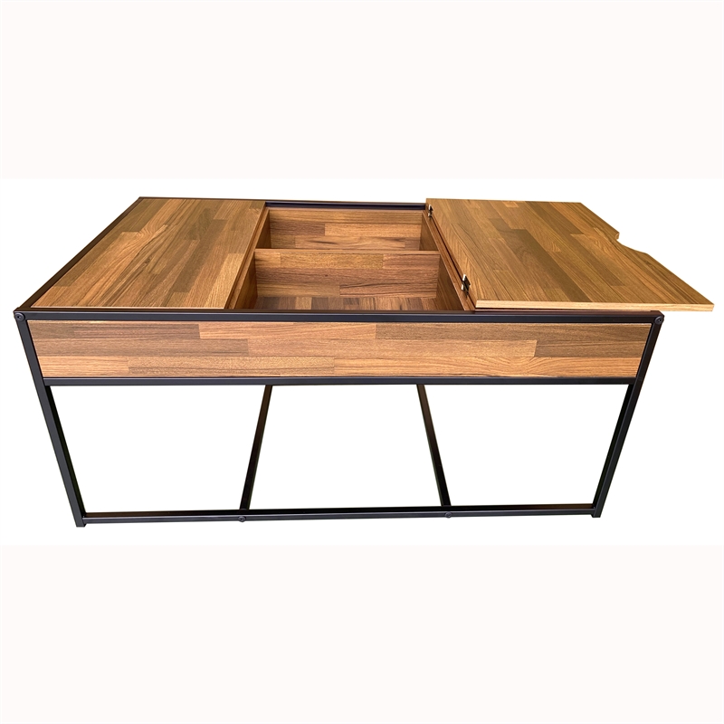 Furniture of America Froy Metal 3-Piece Nesting Table in Black and Walnut