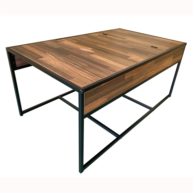 Furniture of America Froy Metal 3-Piece Nesting Table in Black and Walnut