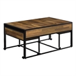 Furniture of America Froy Metal 3-Piece Nesting Table in Black and Walnut