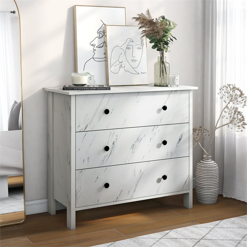 Furniture of America Knott Contemporary Wood 3-Drawer Chest in White