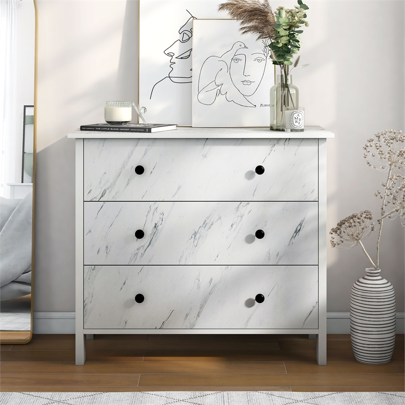 Furniture of America Knott Contemporary Wood 3-Drawer Chest in White