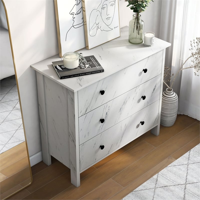 Furniture of America Knott Contemporary Wood 3-Drawer Chest in White
