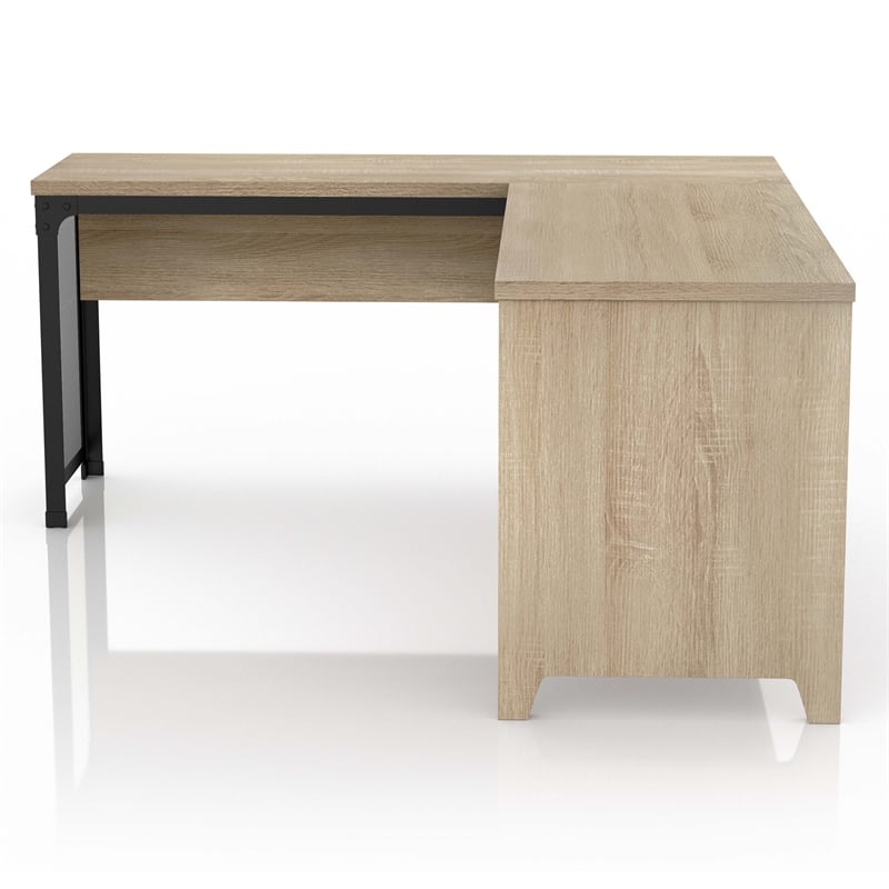 Furniture of America Froy Contemporary Wood L-Shape Desk in Natural Oak
