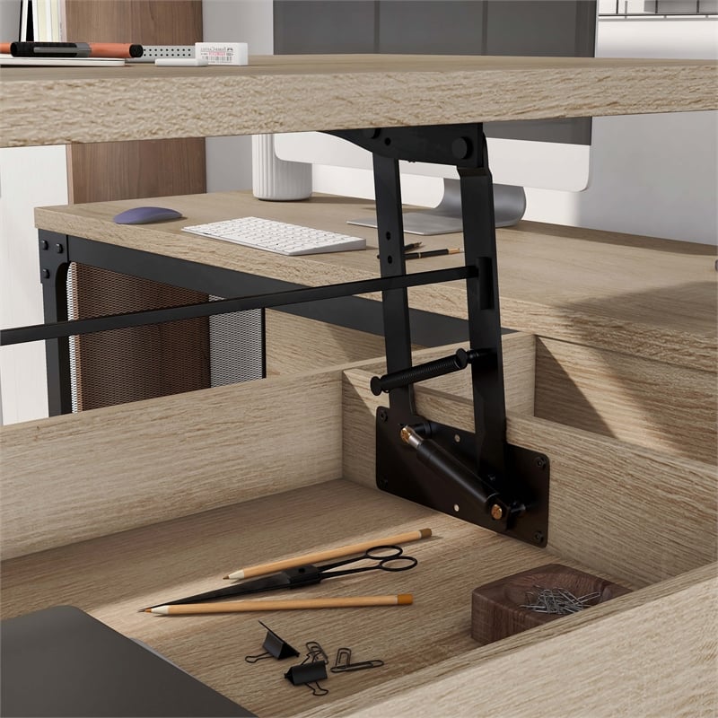 Furniture of America Froy Contemporary Wood L-Shape Desk in Natural Oak