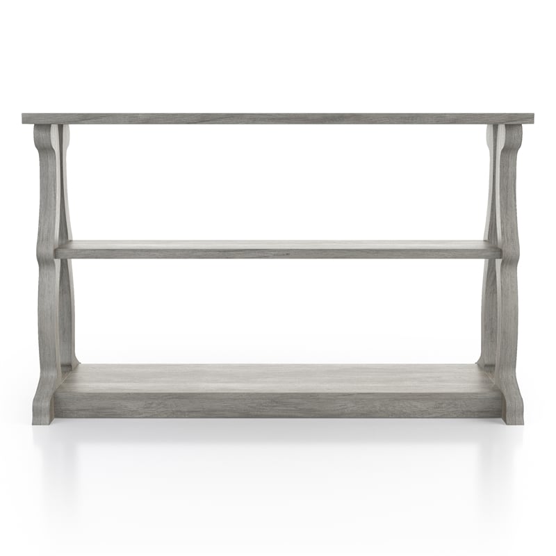 Furniture of America Birch Wood 2-Shelf Console Table in Vintage Gray Oak
