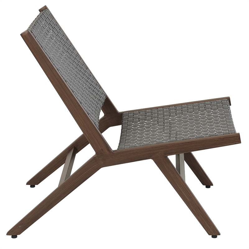 FOA Haft Aluminum Indoor and Outdoor 3-Piece Table and Chair Set in Dark Gray