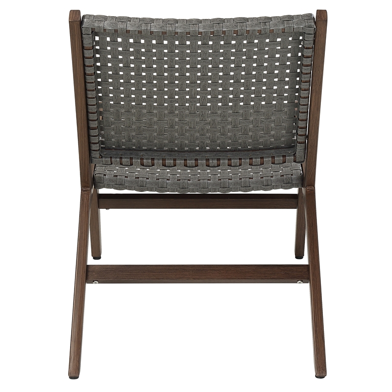 FOA Haft Aluminum Indoor and Outdoor 3-Piece Table and Chair Set in Dark Gray