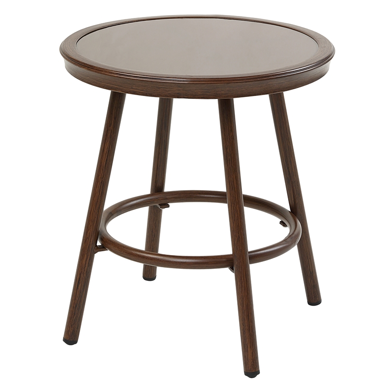 FOA Haft Aluminum Indoor and Outdoor 3-Piece Table and Chair Set in Gray