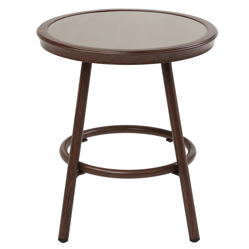 FOA Haft Aluminum Indoor and Outdoor 3-Piece Table and Chair Set in Gray