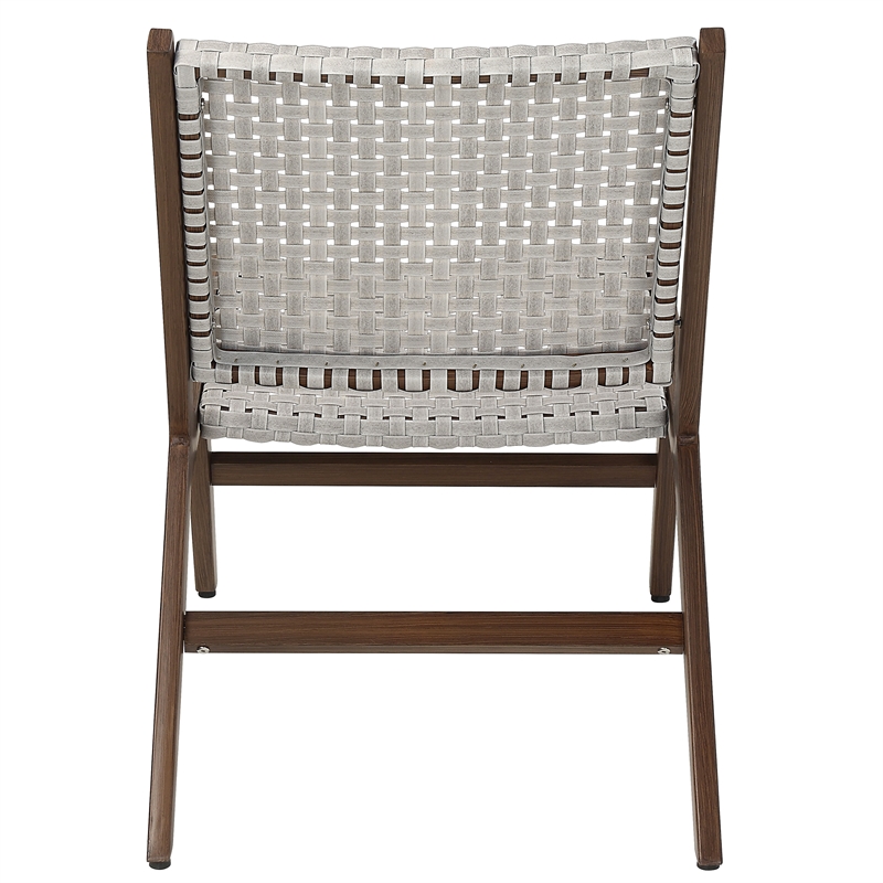 FOA Haft Aluminum Indoor and Outdoor 3-Piece Table and Chair Set in Gray